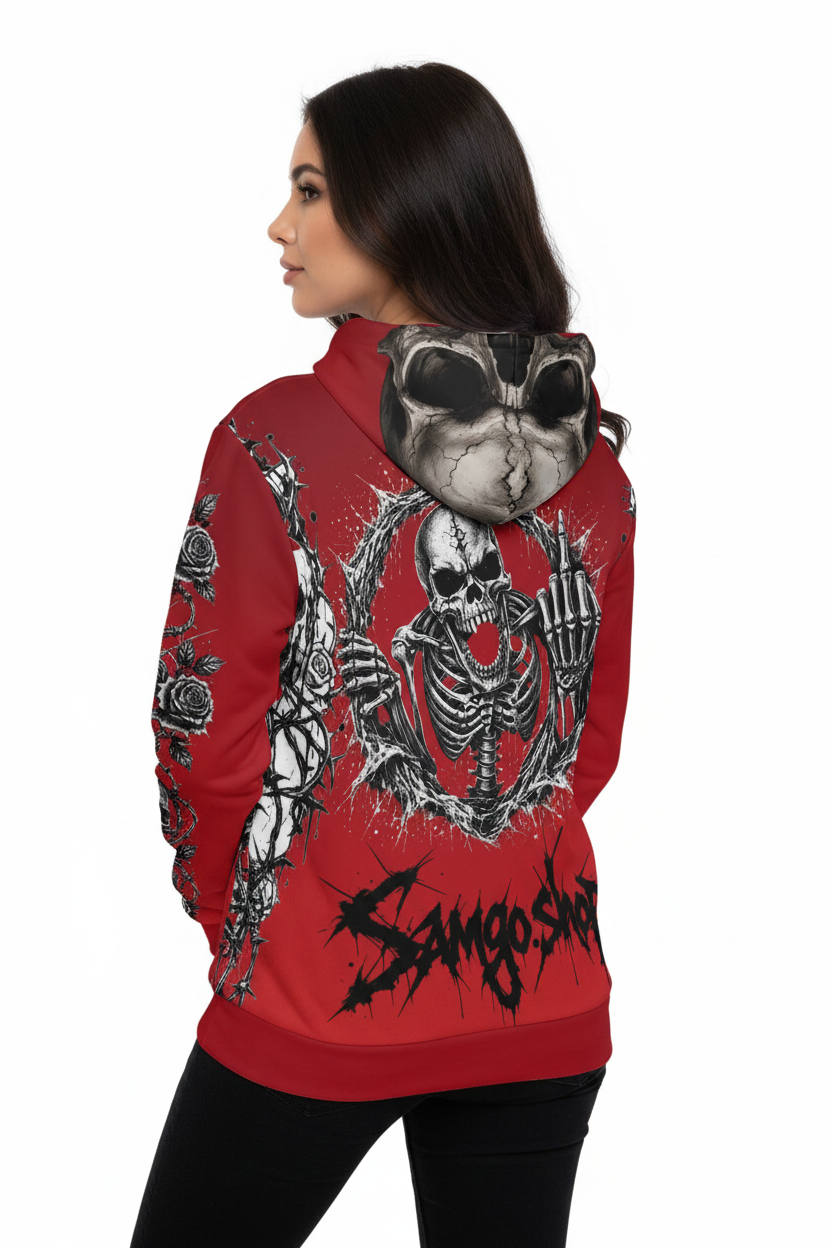 King skull Men's Hoodie — 'Infamous' Gothic All-Over Print