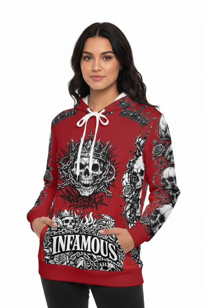King skull Men's Hoodie — 'Infamous' Gothic All-Over Print