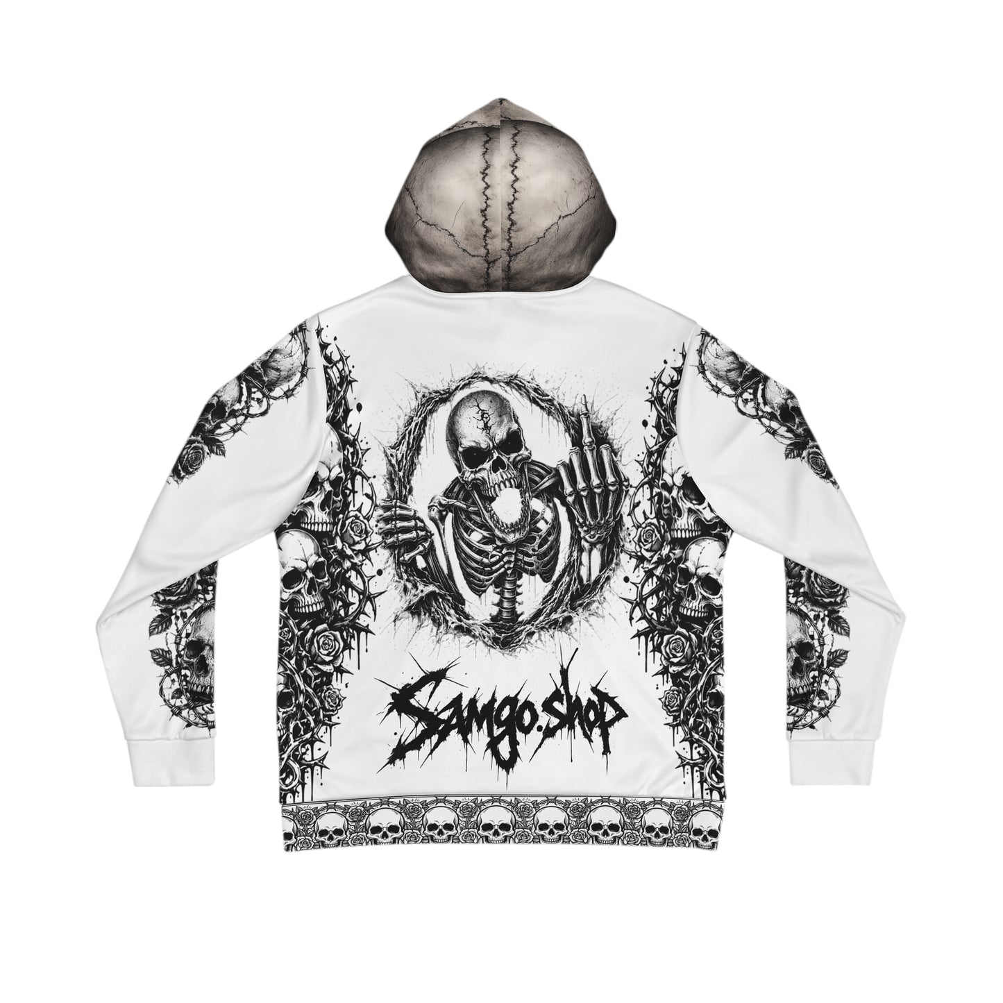White-King skull Men's Hoodie — 'Infamous' Gothic All-Over Print