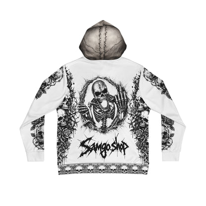 White-King skull Men's Hoodie — 'Infamous' Gothic All-Over Print