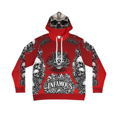 Red-King skull Men's Hoodie — 'Infamous' Gothic All-Over Print