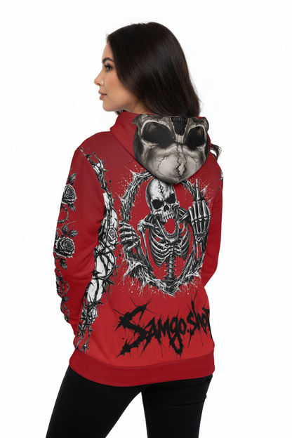 King skull Men's Hoodie — 'Infamous' Gothic All-Over Print