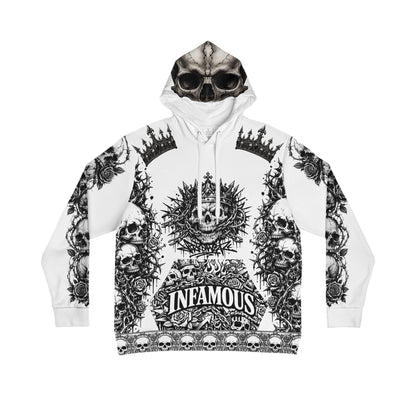 White-King skull Men's Hoodie — 'Infamous' Gothic All-Over Print