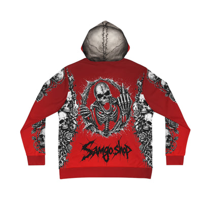 Red-King skull Men's Hoodie — 'Infamous' Gothic All-Over Print